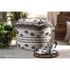 Baxton Studio Eligah Moroccan Inspired Ivory and Brown Handwoven Wool Pouf Ottoman WHI-Eligah-Ivory-Pouf