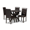 Baxton Studio Elira Modern and Contemporary Dark Brown Faux Leather Upholstered and Dark Brown Finished Wood 5-Piece Dining Set