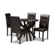 Baxton Studio Elira Modern and Contemporary Dark Brown Faux Leather Upholstered and Dark Brown Finished Wood 5-Piece Dining Set