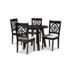 Baxton Studio Eliza Modern and Contemporary Grey Fabric Upholstered and Walnut Brown Finished Wood 5-Piece Dining Set
