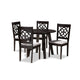 Baxton Studio Eliza Modern and Contemporary Grey Fabric Upholstered and Walnut Brown Finished Wood 5-Piece Dining Set