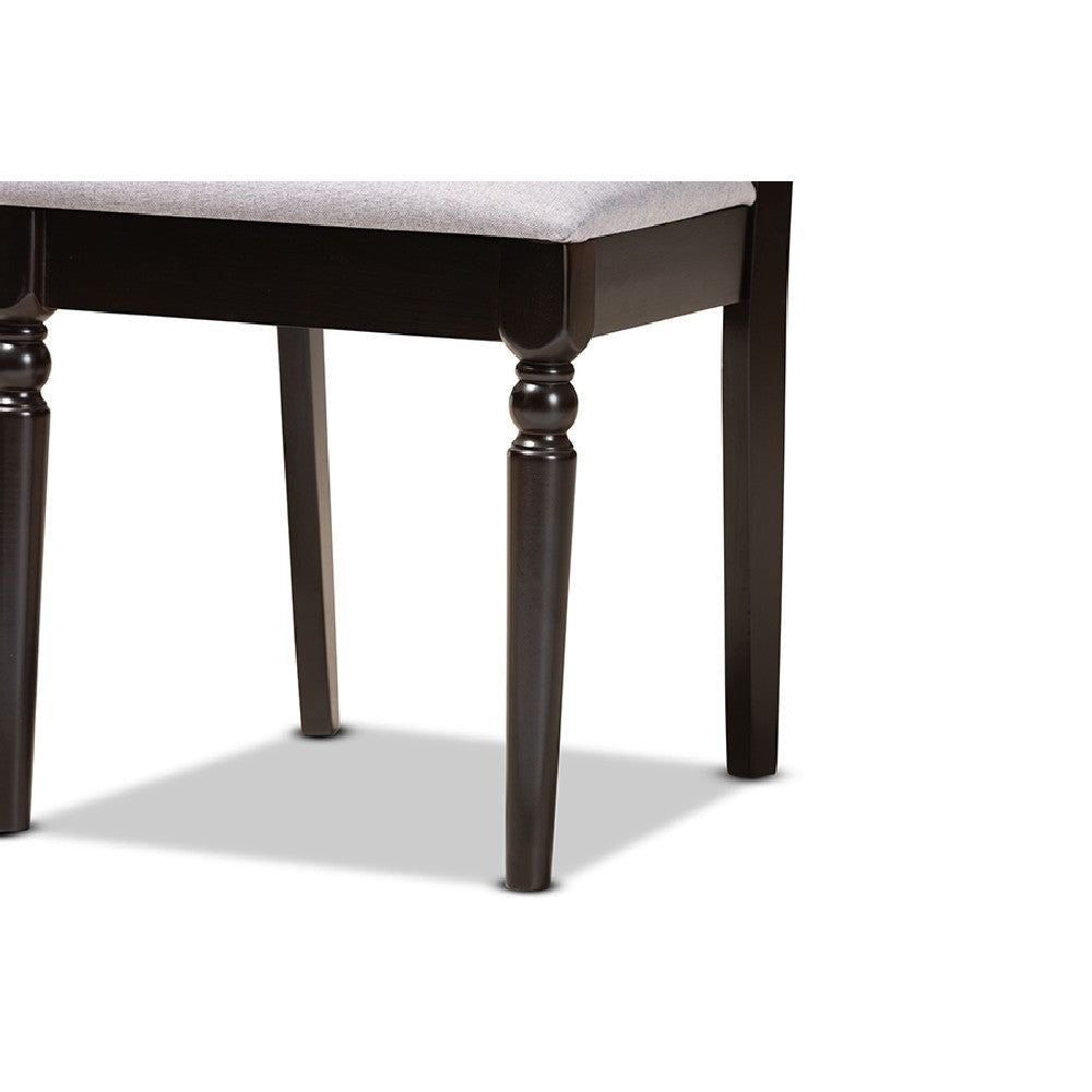 Baxton Studio Eliza Modern and Contemporary Grey Fabric Upholstered and Walnut Brown Finished Wood 5-Piece Dining Set