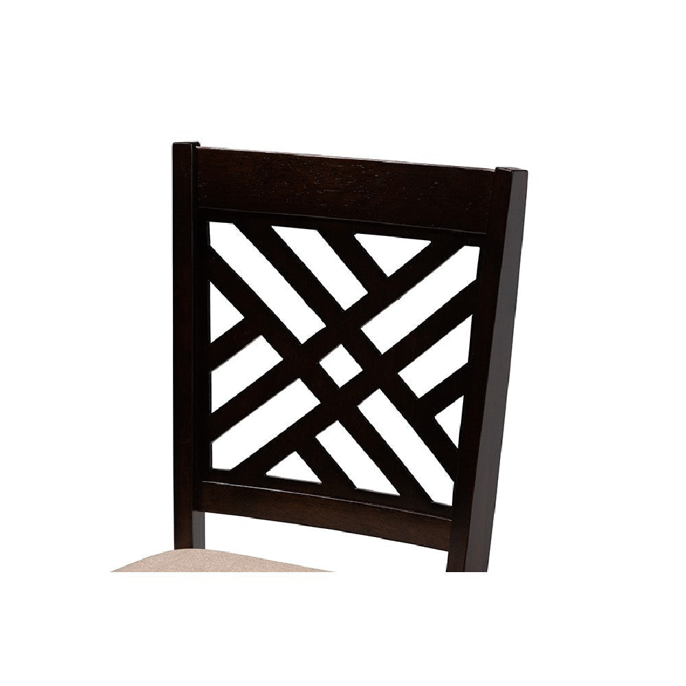 Baxton Studio Ellie Modern Beige Fabric and Dark Brown Finished Wood 5-Piece Dining Set WHI-Ellie-Sand-Dark-Brown-5PC-Dining-Set