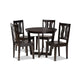 Baxton Studio Elodia Modern and Contemporary Transitional Dark Brown Finished Wood 5-Piece Dining Set WHI-Elodia-Dark-Brown-5PC-Dining-Set