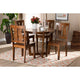 Baxton Studio Elodia Modern and Contemporary Transitional Walnut Brown Finished Wood 5-Piece Dining Set