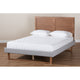 Baxton Studio Eloise Rustic Modern Light Grey Fabric Upholstered and Ash Walnut Brown Finished Wood Queen Size Platform Bed
