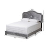 Baxton Studio Embla Modern and Contemporary Grey Velvet Fabric Upholstered Queen Size Bed WHI-Embla-Grey-Queen