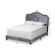 Baxton Studio Embla Modern and Contemporary Grey Velvet Fabric Upholstered Queen Size Bed WHI-Embla-Grey-Queen