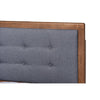 Baxton Studio Emele Modern Transitional Dark Grey Fabric Upholstered and Ash Walnut Brown Finished Wood Queen Size Platform Bed