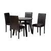 Baxton Studio Emine Modern Dark Brown Faux Leather and Espresso Brown Finished Wood 5-Piece Dining Set WHI-Emine-Dark-Brown-5PC-Dining-Set