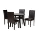 Baxton Studio Emine Modern Dark Brown Faux Leather and Espresso Brown Finished Wood 5-Piece Dining Set WHI-Emine-Dark-Brown-5PC-Dining-Set