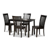 Baxton Studio Erion Modern and Contemporary Dark Brown Finished Wood 5-Piece Dining Set