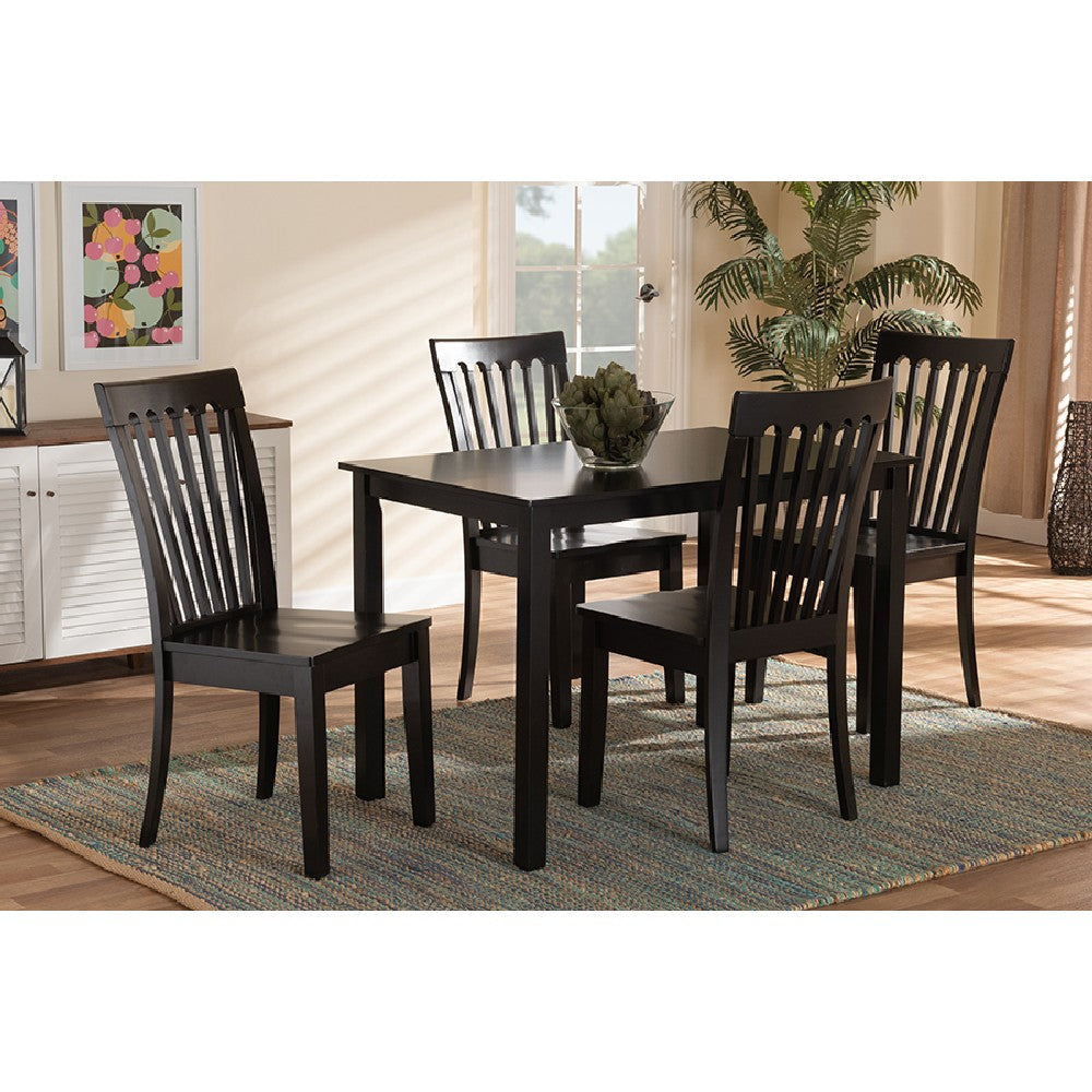 Baxton Studio Erion Modern and Contemporary Dark Brown Finished Wood 5-Piece Dining Set