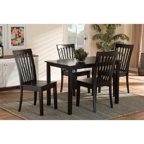 Baxton Studio Erion Modern and Contemporary Dark Brown Finished Wood 5-Piece Dining Set
