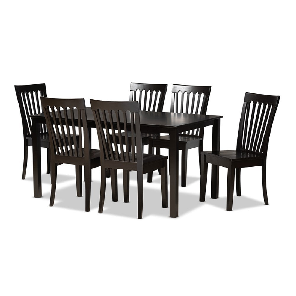 Baxton Studio Erion Modern and Contemporary Dark Brown Finished Wood 7-Piece Dining Set