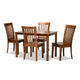 Baxton Studio Erion Modern and Contemporary Walnut Brown Finished Wood 5-Piece Dining Set
