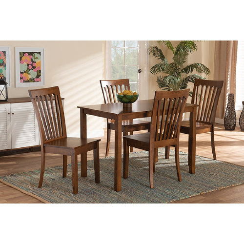 Baxton Studio Erion Modern and Contemporary Walnut Brown Finished Wood 5-Piece Dining Set