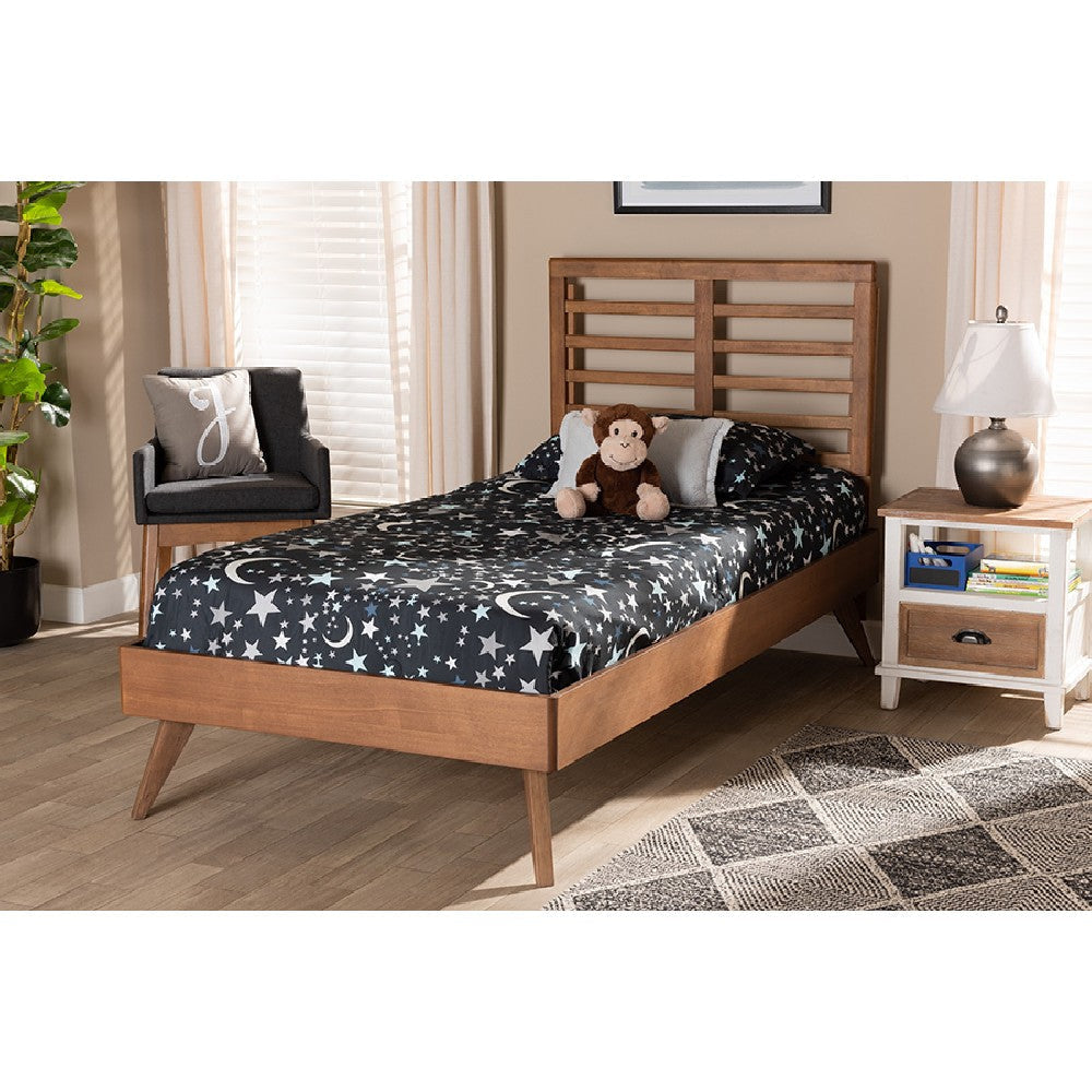 Baxton Studio Eris Mid-Century Modern Walnut Brown Finished Wood Twin Size Platform Bed WHI-Eris-Ash-Walnut-Twin