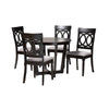 Baxton Studio Estelle Modern Grey Fabric and Dark Brown Finished Wood 5-Piece Dining Set