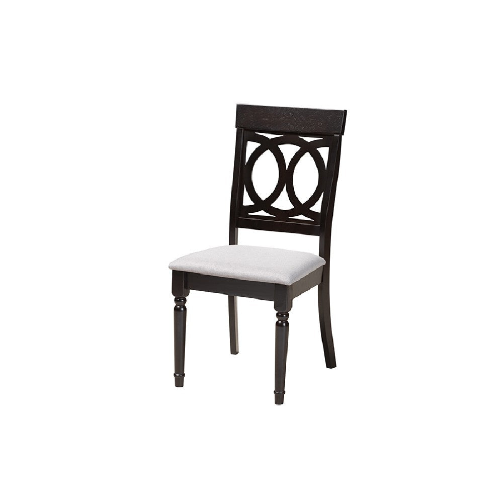 Baxton Studio Estelle Modern Grey Fabric and Dark Brown Finished Wood 5-Piece Dining Set