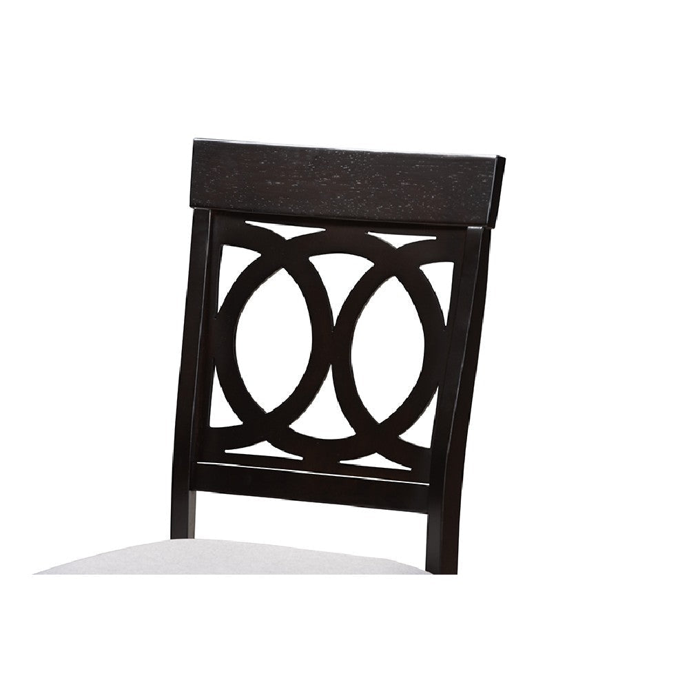 Baxton Studio Estelle Modern Grey Fabric and Dark Brown Finished Wood 5-Piece Dining Set