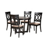 Baxton Studio Estelle Modern Beige Fabric and Dark Brown Finished Wood 5-Piece Dining Set