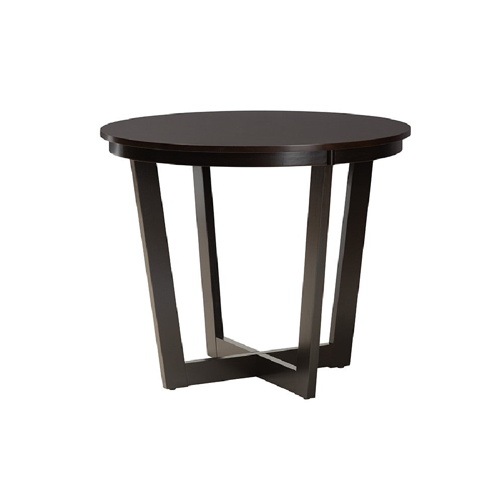 Baxton Studio Estelle Modern Beige Fabric and Dark Brown Finished Wood 5-Piece Dining Set