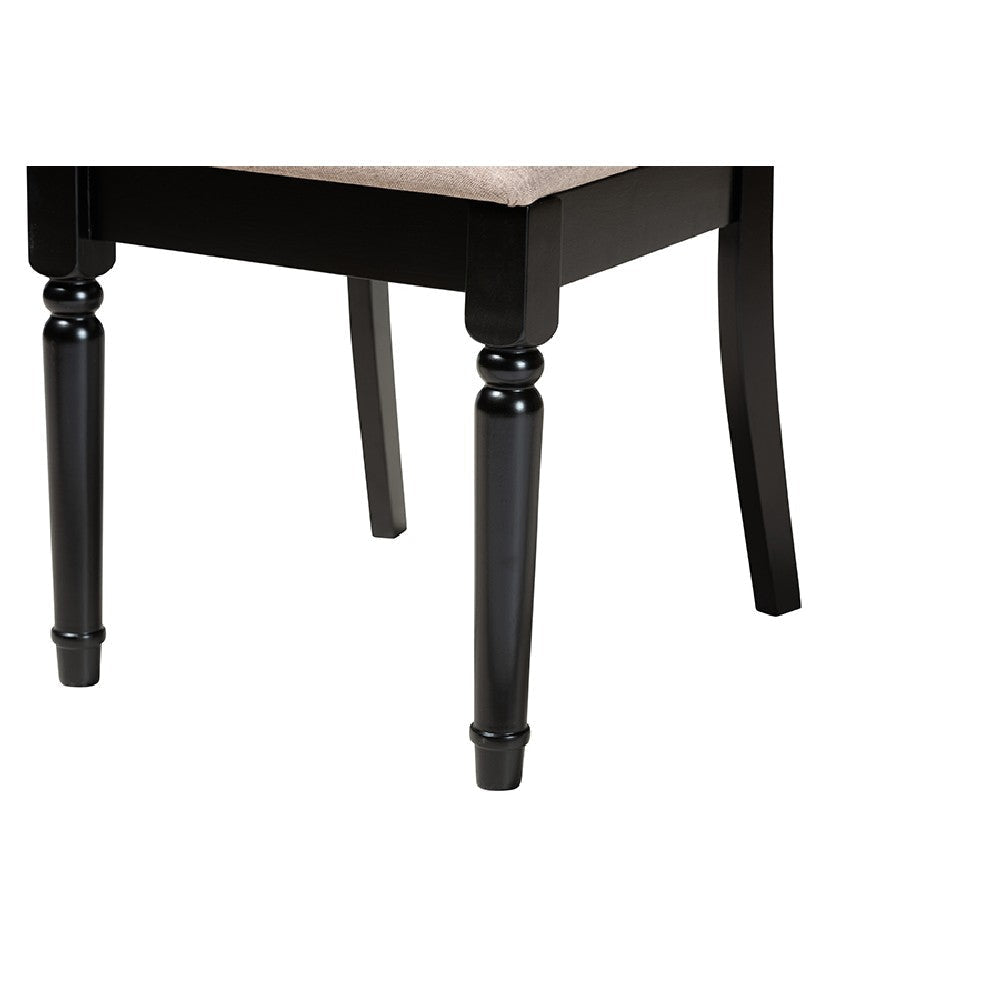 Baxton Studio Estelle Modern Beige Fabric and Dark Brown Finished Wood 5-Piece Dining Set