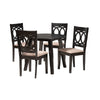 Baxton Studio Louisa Modern Beige Fabric and Dark Brown Finished Wood 5-Piece Dining Set WHI-Evie-Sand-Dark-Brown-5PC-Dining-Set