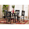 Baxton Studio Louisa Modern Beige Fabric and Dark Brown Finished Wood 5-Piece Dining Set WHI-Evie-Sand-Dark-Brown-5PC-Dining-Set