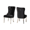 Baxton Studio Honora Contemporary Glam and Luxe Black Velvet Fabric and Silver Metal 2-Piece Dining Chair Set