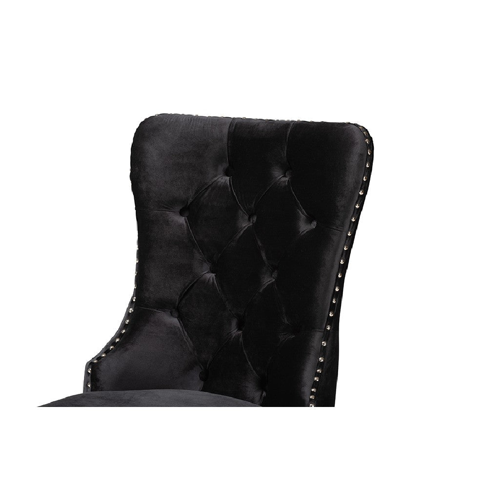 Baxton Studio Honora Contemporary Glam and Luxe Black Velvet Fabric and Silver Metal 2-Piece Dining Chair Set