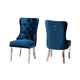 Baxton Studio Honora Contemporary Glam and Luxe Navy Blue Velvet Fabric and Silver Metal 2-Piece Dining Chair Set