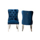 Baxton Studio Honora Contemporary Glam and Luxe Navy Blue Velvet Fabric and Silver Metal 2-Piece Dining Chair Set