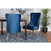 Baxton Studio Honora Contemporary Glam and Luxe Navy Blue Velvet Fabric and Silver Metal 2-Piece Dining Chair Set