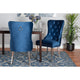 Baxton Studio Honora Contemporary Glam and Luxe Navy Blue Velvet Fabric and Silver Metal 2-Piece Dining Chair Set