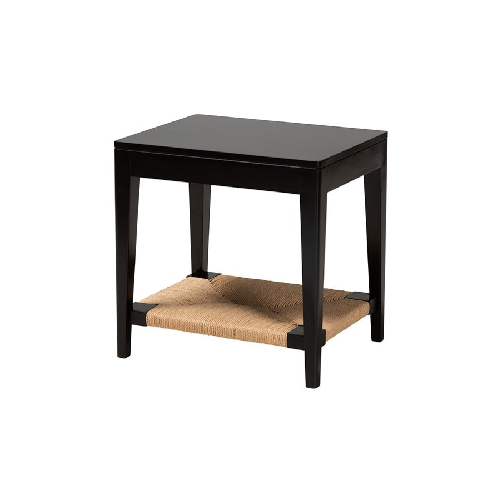bali & pari Freya Modern Bohemian Black Finished Bayur Wood End Table WHI-FIB1-End-Table