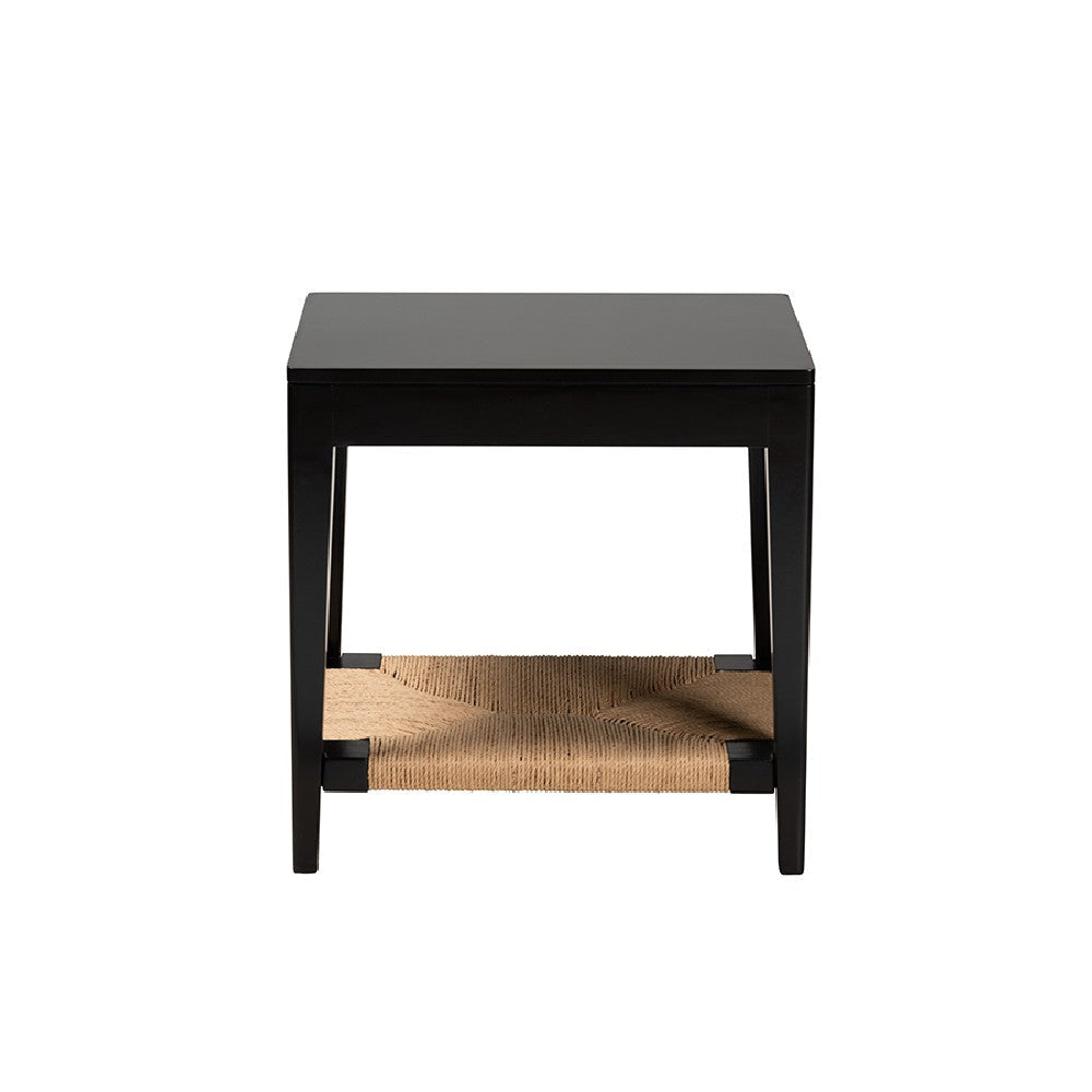 bali & pari Freya Modern Bohemian Black Finished Bayur Wood End Table WHI-FIB1-End-Table