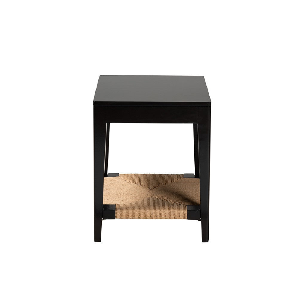 bali & pari Freya Modern Bohemian Black Finished Bayur Wood End Table WHI-FIB1-End-Table