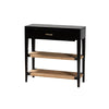 bali & pari Freya Modern Bohemian Black Finished Bayur Wood 1-Drawer Console Table WHI-FIB3-Console