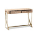 Baxton Studio Lafoy Modern and Contemporary Natural Brown Finished Wood and Gold Finished 2-Drawer Console Table