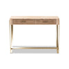 Baxton Studio Lafoy Modern and Contemporary Natural Brown Finished Wood and Gold Finished 2-Drawer Console Table
