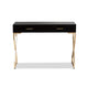 Baxton Studio Carville Modern and Contemporary Dark Brown Faux Leather Upholstered Gold Finished 2-Drawer Console Table
