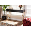 Baxton Studio Carville Modern and Contemporary Dark Brown Faux Leather Upholstered Gold Finished 2-Drawer Console Table