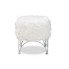 Baxton Studio Celia Modern and Contemporary White Faux Fur Upholstered Silver Metal Ottoman WHI-FJ5A-013-White-Silver-Otto