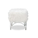 Baxton Studio Celia Modern and Contemporary White Faux Fur Upholstered Silver Metal Ottoman WHI-FJ5A-013-White-Silver-Otto