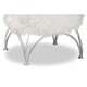Baxton Studio Celia Modern and Contemporary White Faux Fur Upholstered Silver Metal Ottoman WHI-FJ5A-013-White-Silver-Otto
