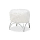 Baxton Studio Celia Modern and Contemporary White Faux Fur Upholstered Silver Metal Ottoman WHI-FJ5A-013-White-Silver-Otto