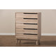 Baxton Studio Fella Mid-Century Modern Two-Tone Oak and Grey Wood 5-Drawer Chest WHI-FLCOD00806-Hana-Oak-Dark-Grey-5DW-Chest
