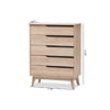 Baxton Studio Fella Mid-Century Modern Two-Tone Oak and Grey Wood 5-Drawer Chest
